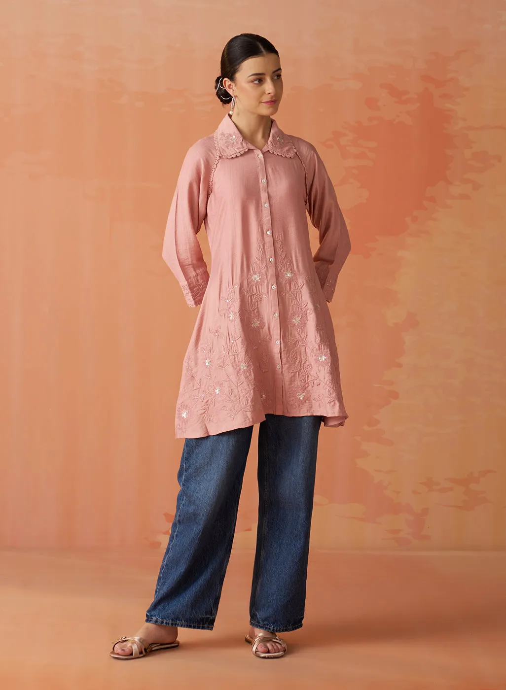 Alayssa Dark Pink Embroidered Kurti for Women