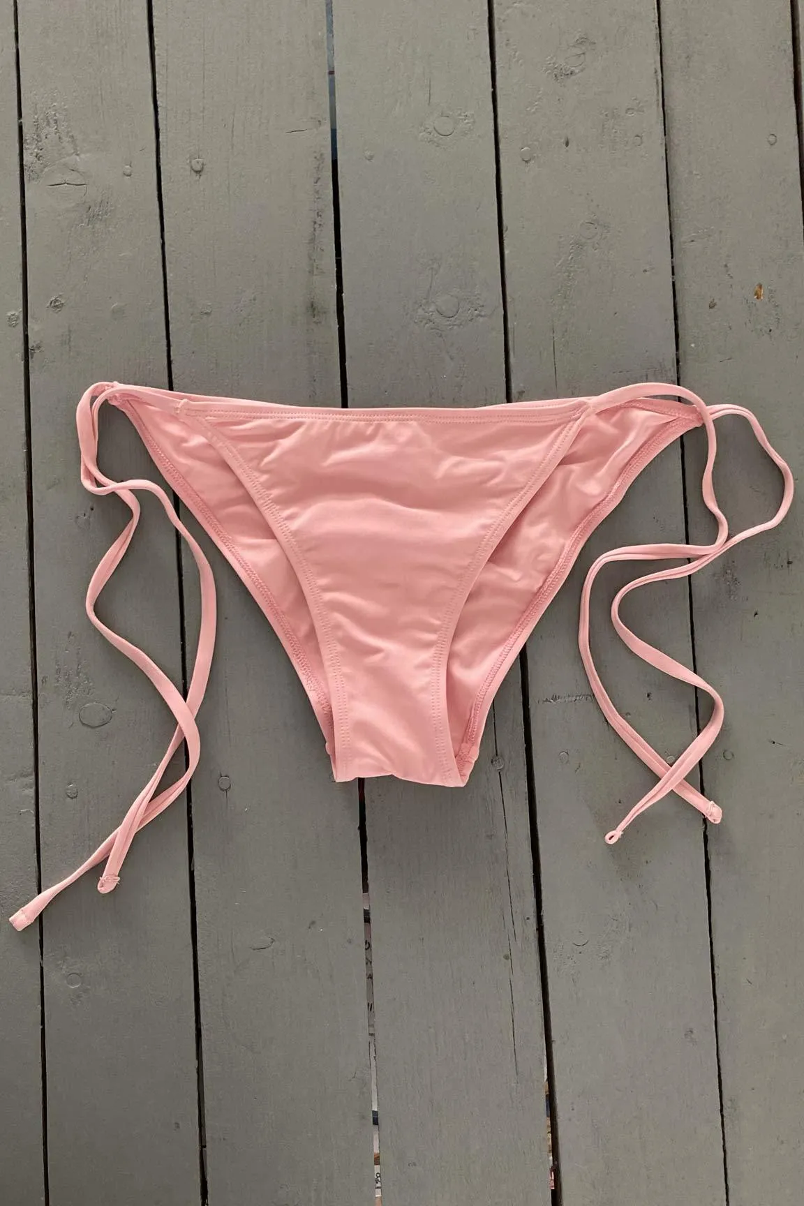 Baby Pink Scrunch Bikini Bottom w/Spaghetti Ties