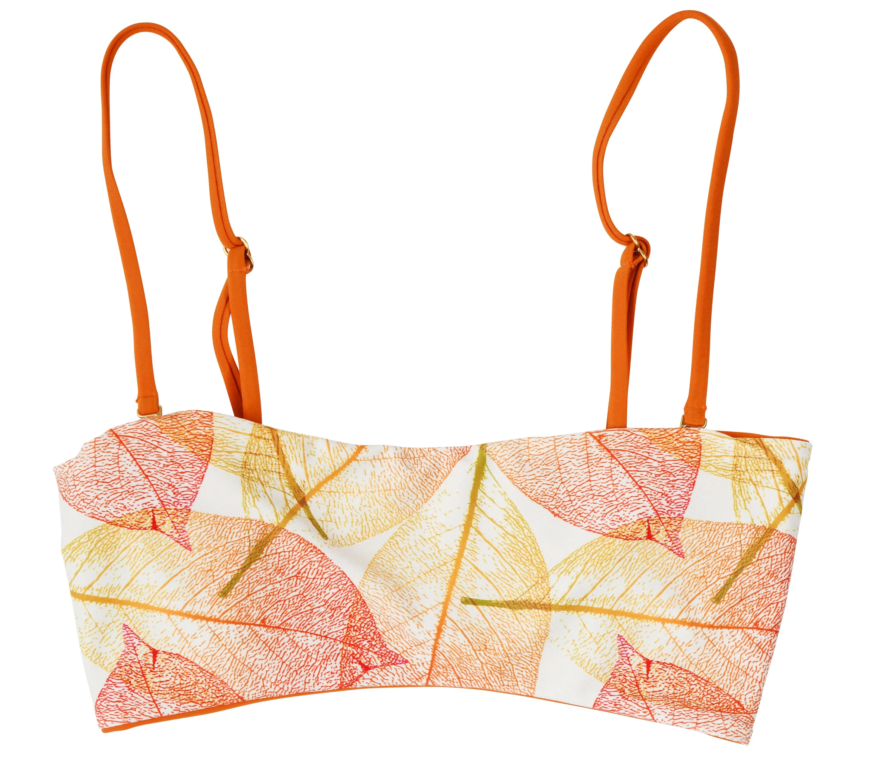 Bella Reversible Bandeau Bikini Top (Leaves/Burnt Orange)