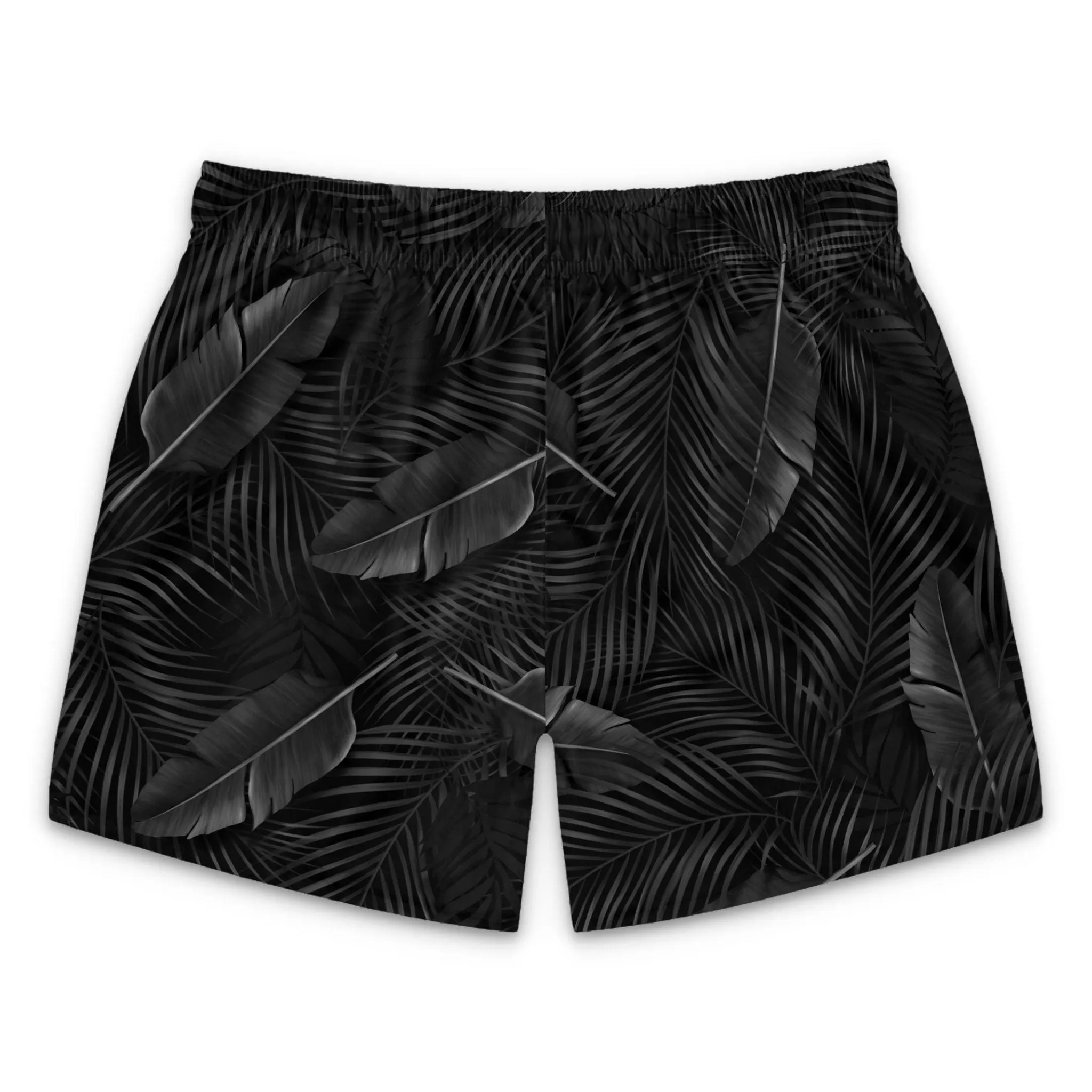 Black Palm Leaf Swim Trunks For Men