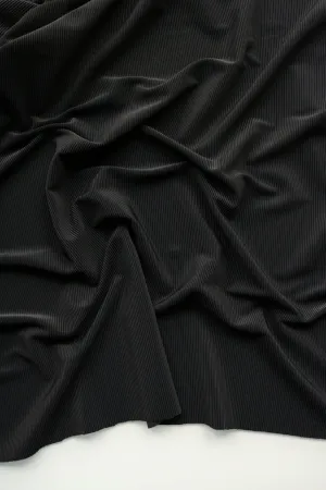 Black Ribbed Polyester Spandex Tricot