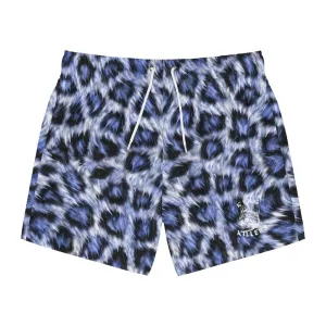 Blue Leopard Print Swim Trunks