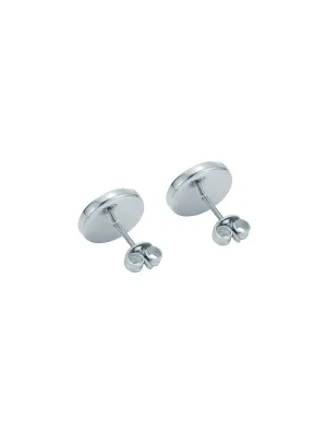 Cherelle Crystal Button Stud Earrings Silver