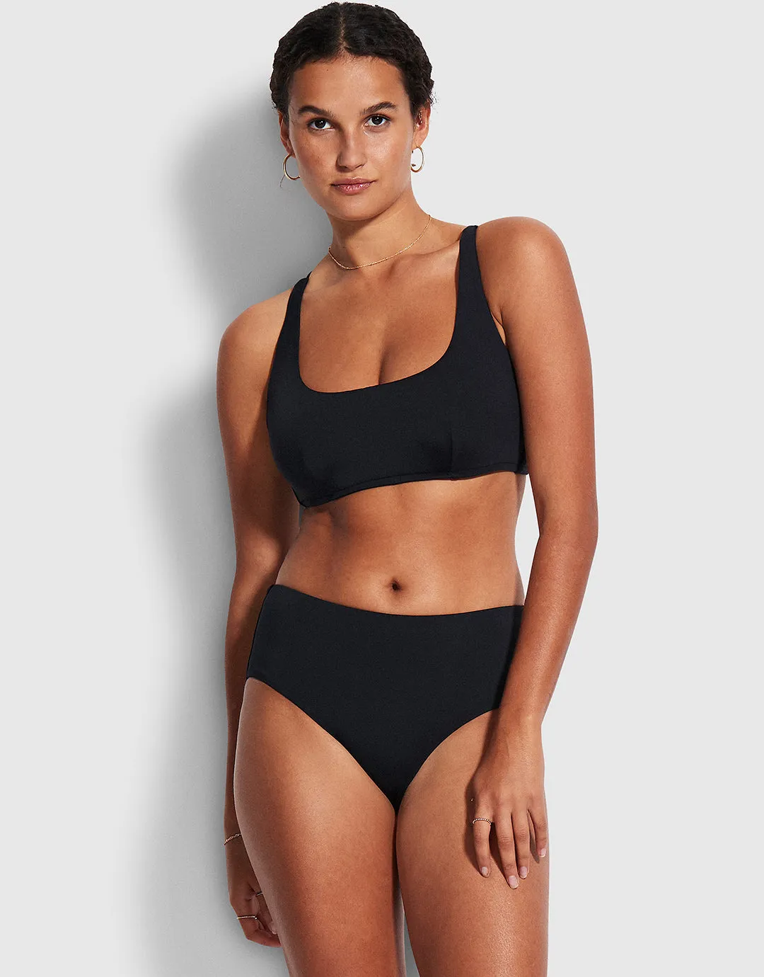 Collective DD Scoop Neck Halter Bikini Top - Black