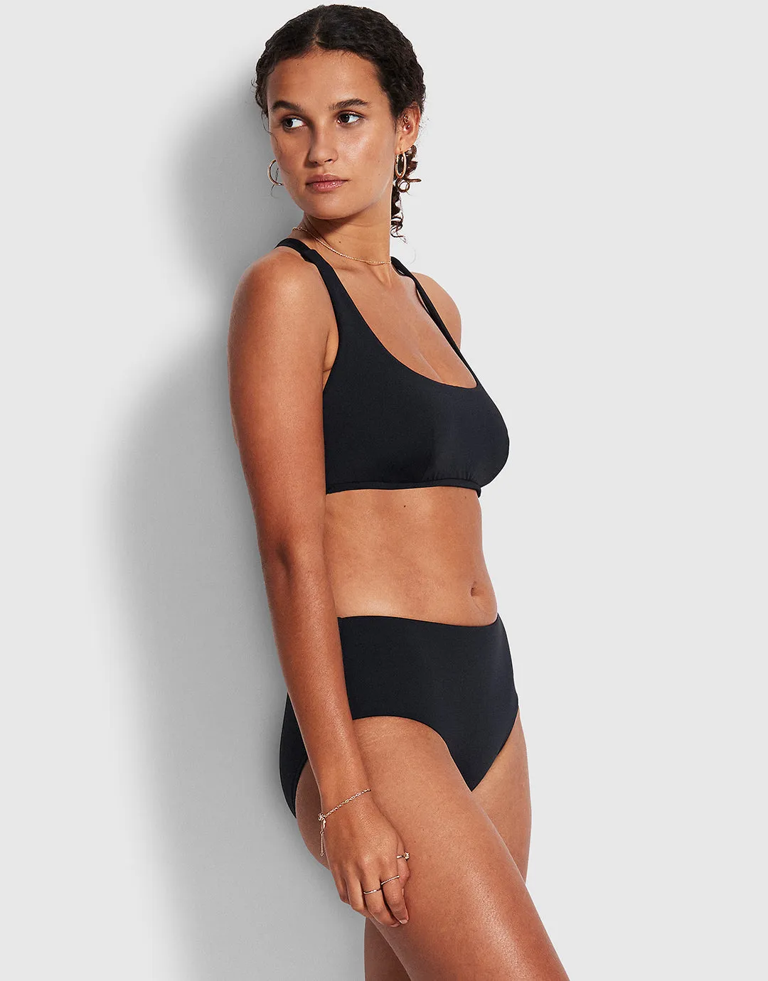 Collective DD Scoop Neck Halter Bikini Top - Black