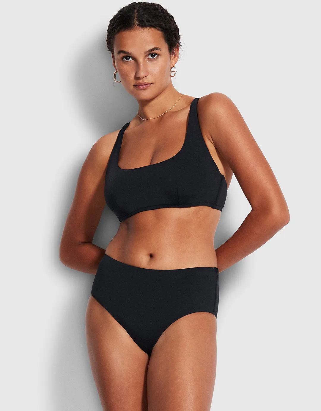 Collective DD Scoop Neck Halter Bikini Top - Black