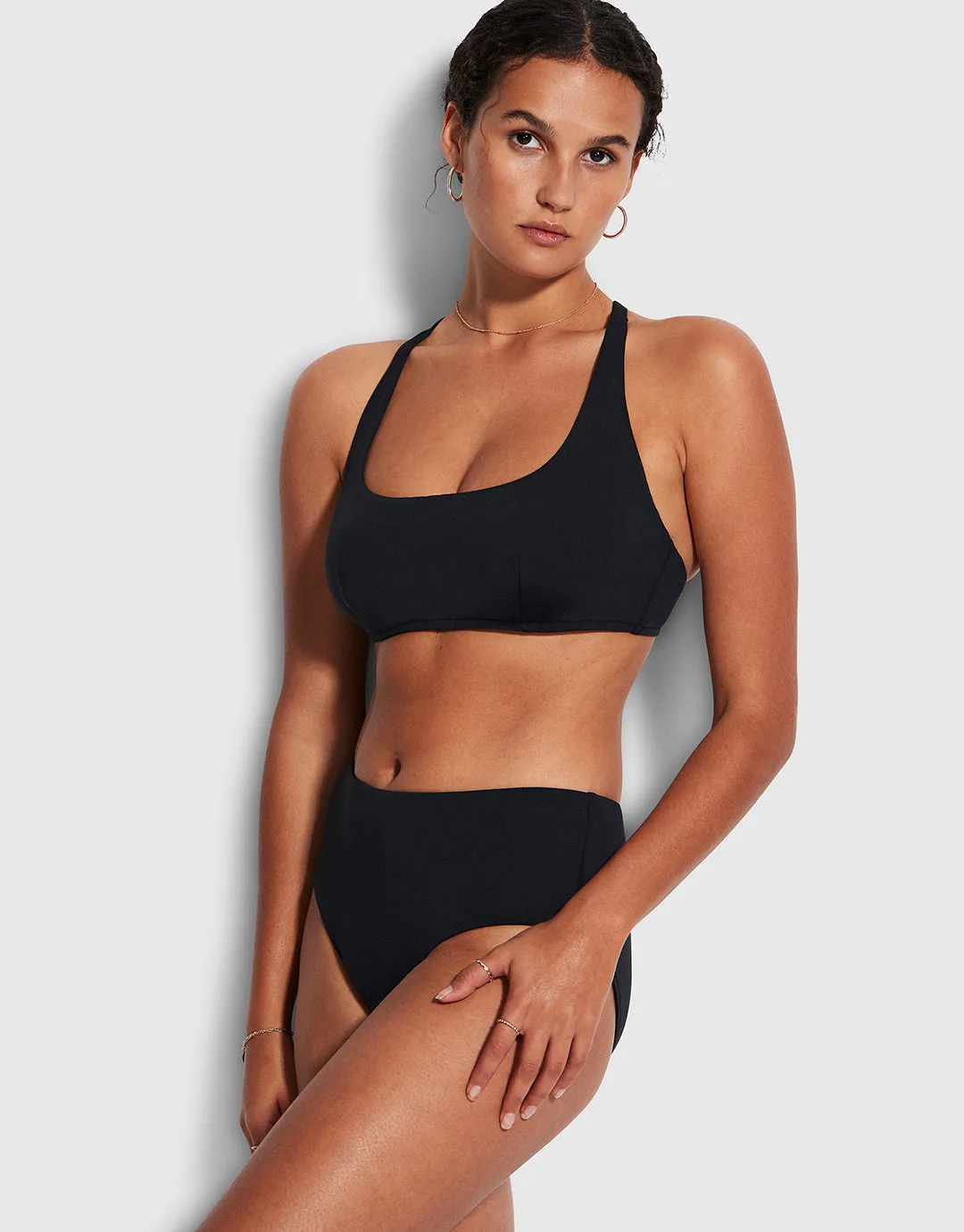 Collective DD Scoop Neck Halter Bikini Top - Black