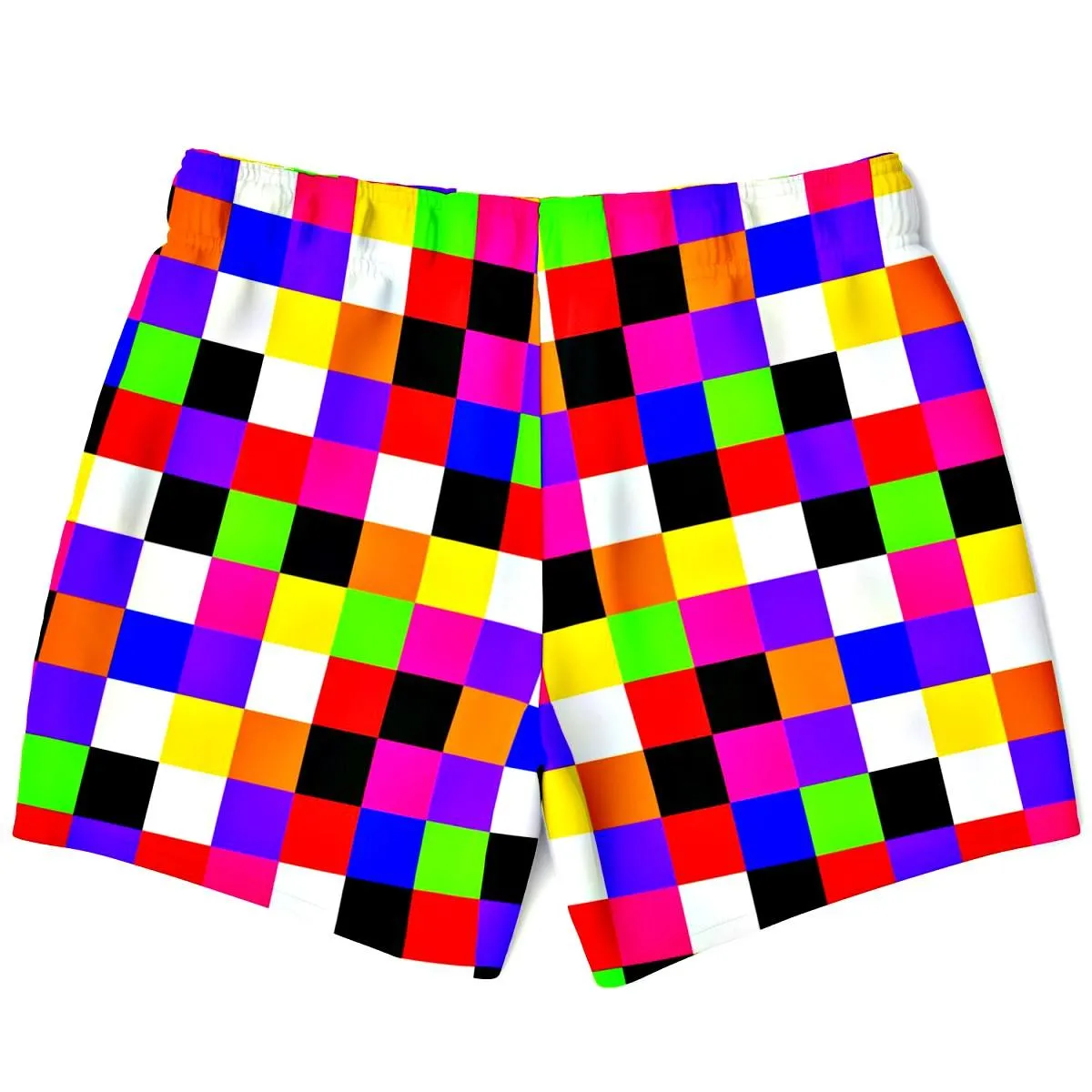 Colorful Checkerboard Short Swim Trunks