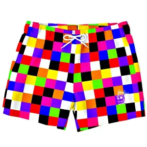 Colorful Checkerboard Short Swim Trunks