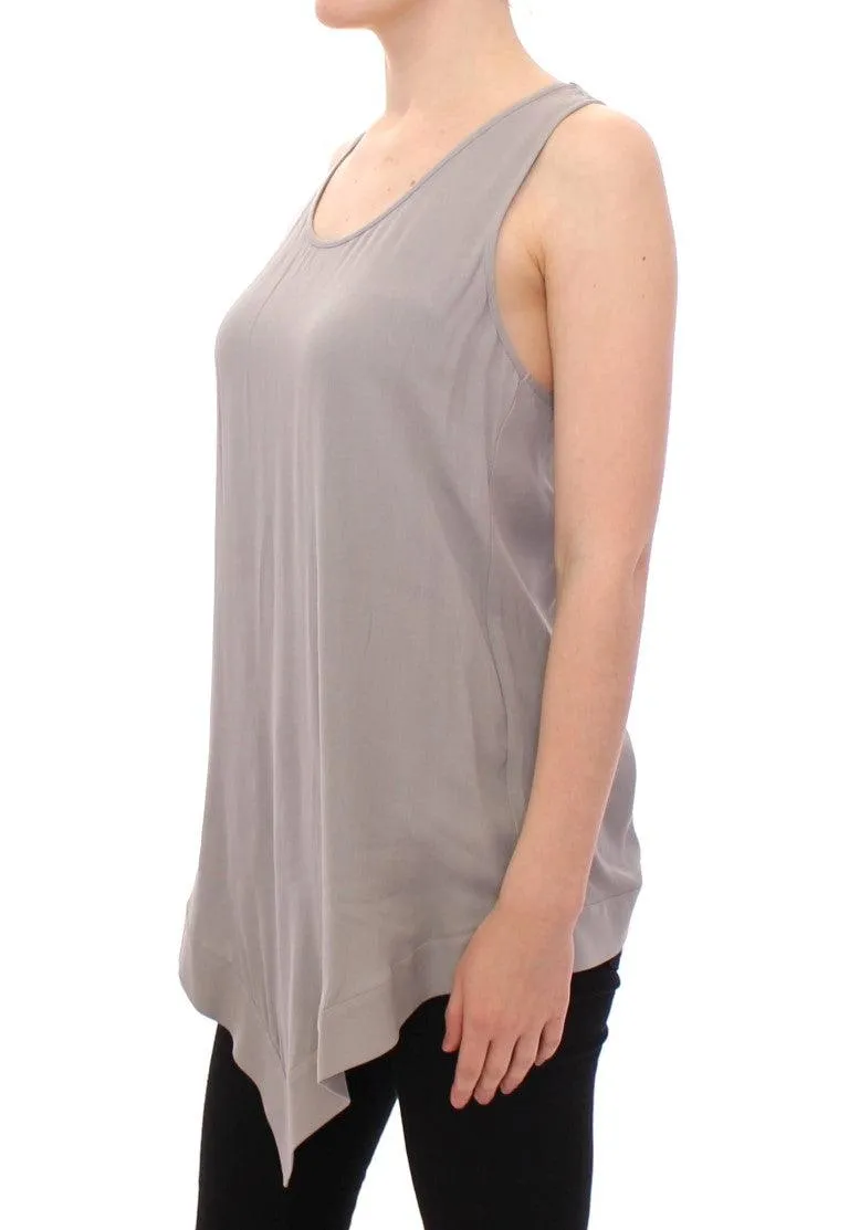 Comeforbreakfast Elegant Gray Viscose Top – Timeless Style