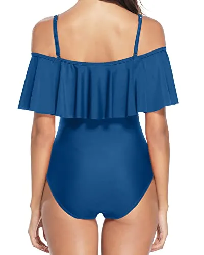 Criss-Cross Lace-Up Removable Push-Up Padded Swimwear For Women-Blue