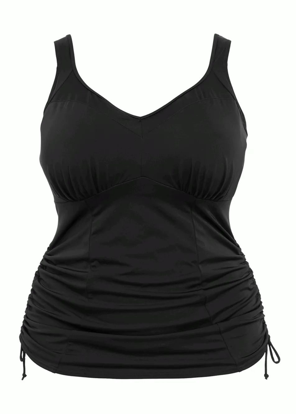 Elomi Essentials Tankini Top with Moulded Cups and Adjustable Side Womens Swimwear in Black