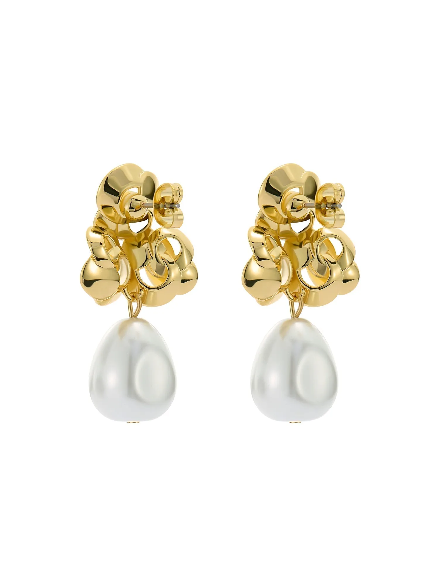 Florelle Pearl Flower Drop Earring Gold