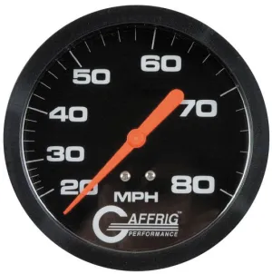 GAFFRIG PART #4300 3 3/4 INCH 80 MPH LIQUID FILLED SPEEDOMETER GAUGE HEAD ONLY BLACK