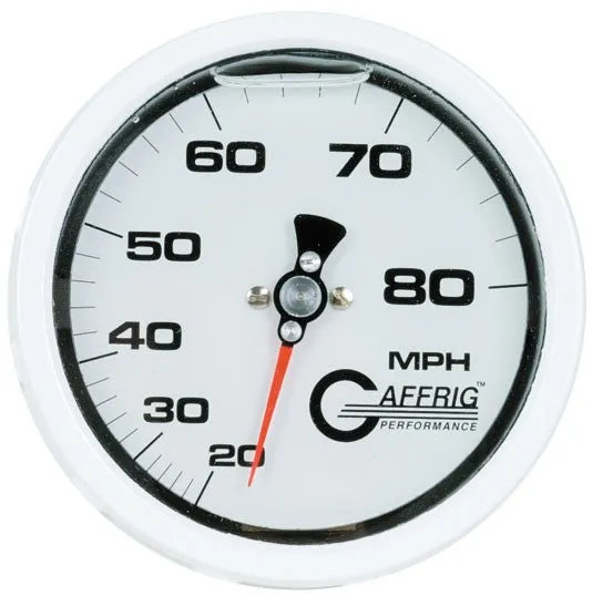 GAFFRIG PART #4600 4 INCH 80 MPH LIQUID FILLED WHITE SPEEDOMETER GAUGE HEAD ONLY