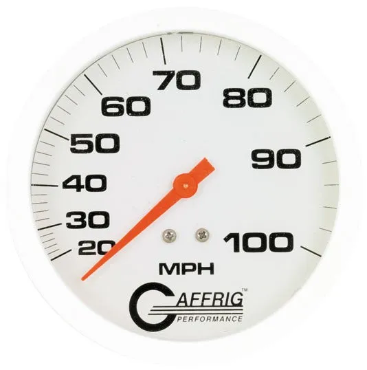 GAFFRIG PART #4804 3 3/4 INCH 120 MPH LIQUID FILLED WHITE SPEEDOMETER GAUGE HEAD ONLY