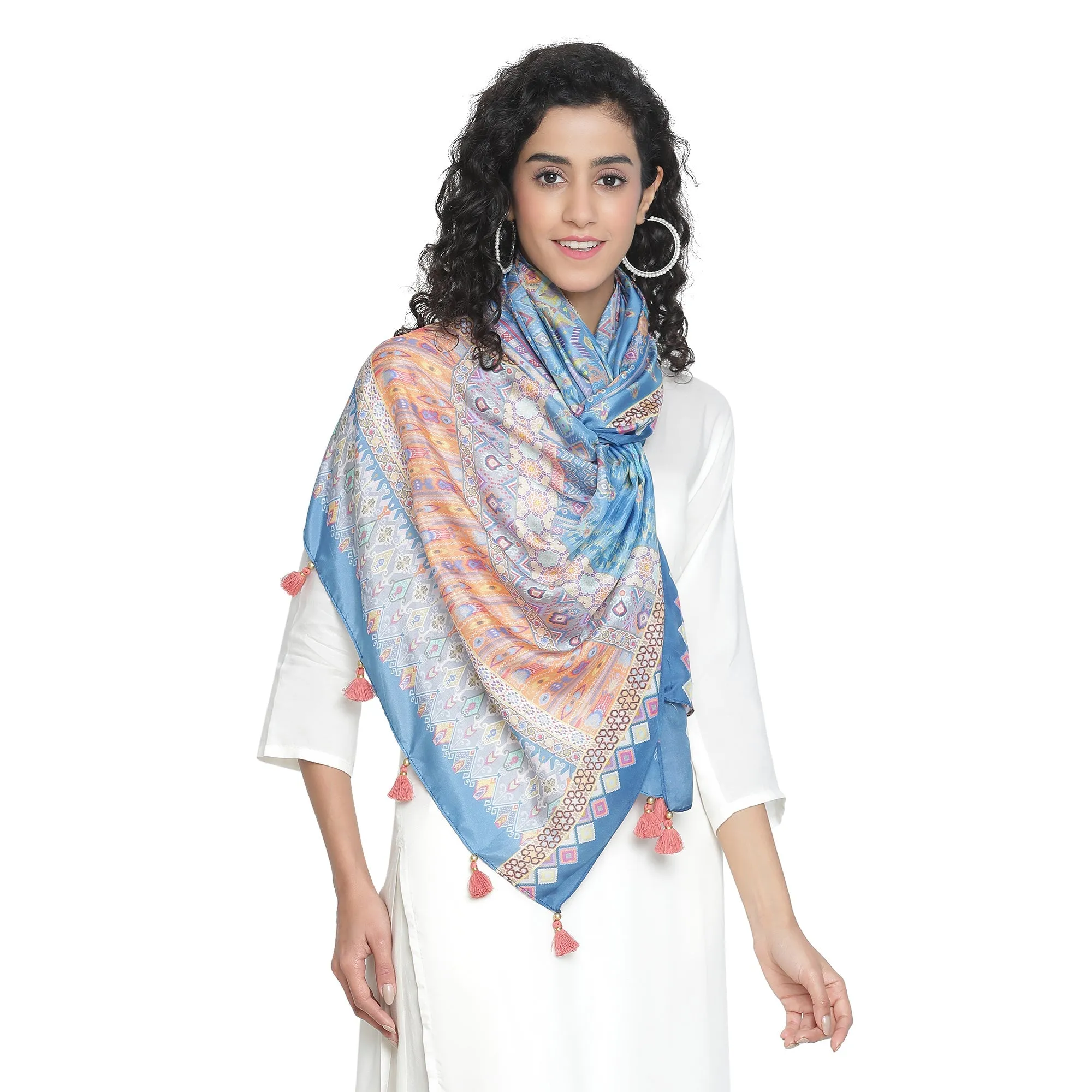 Geometric Printed Design Silk Stole