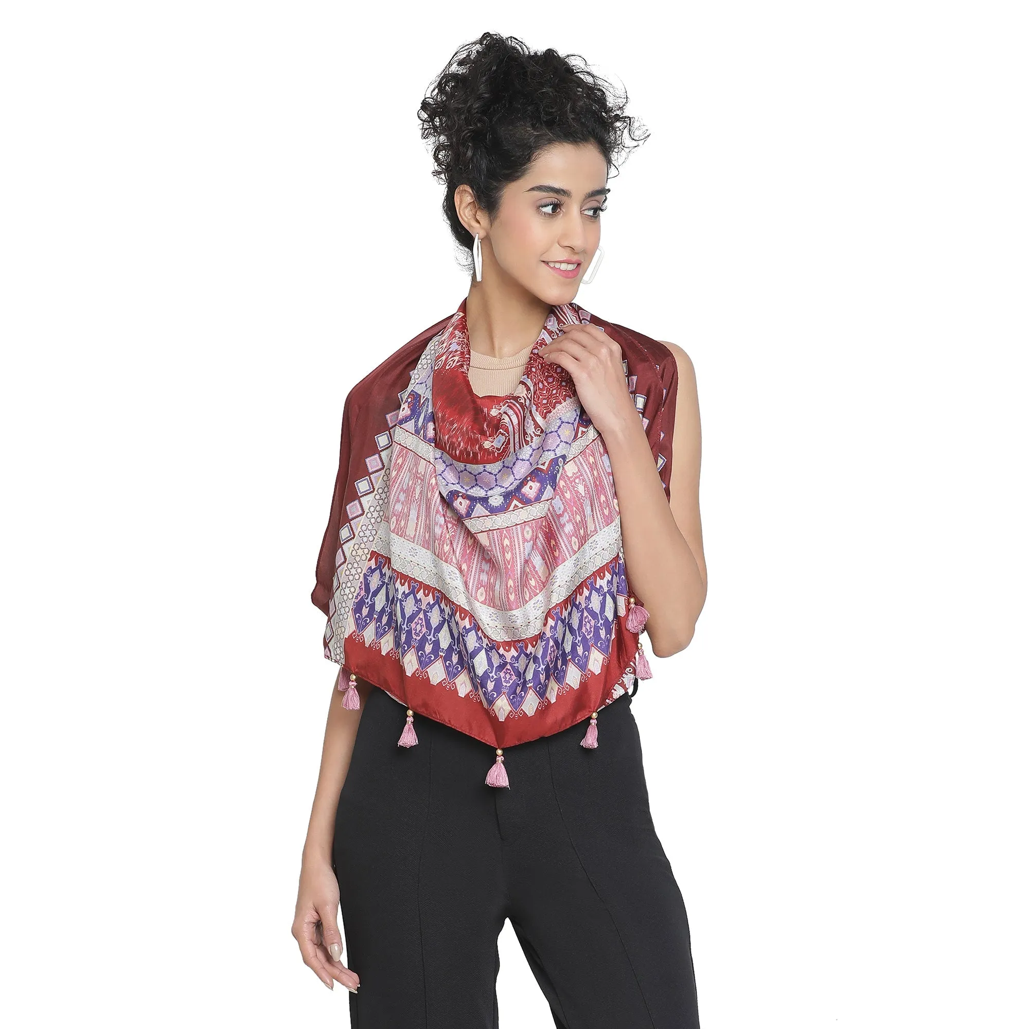 Geometric Printed Design Silk Stole