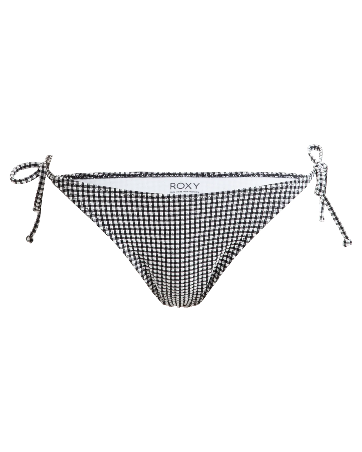 Gingham Cheeky Tie Side Bikini Bottoms in Anthracite