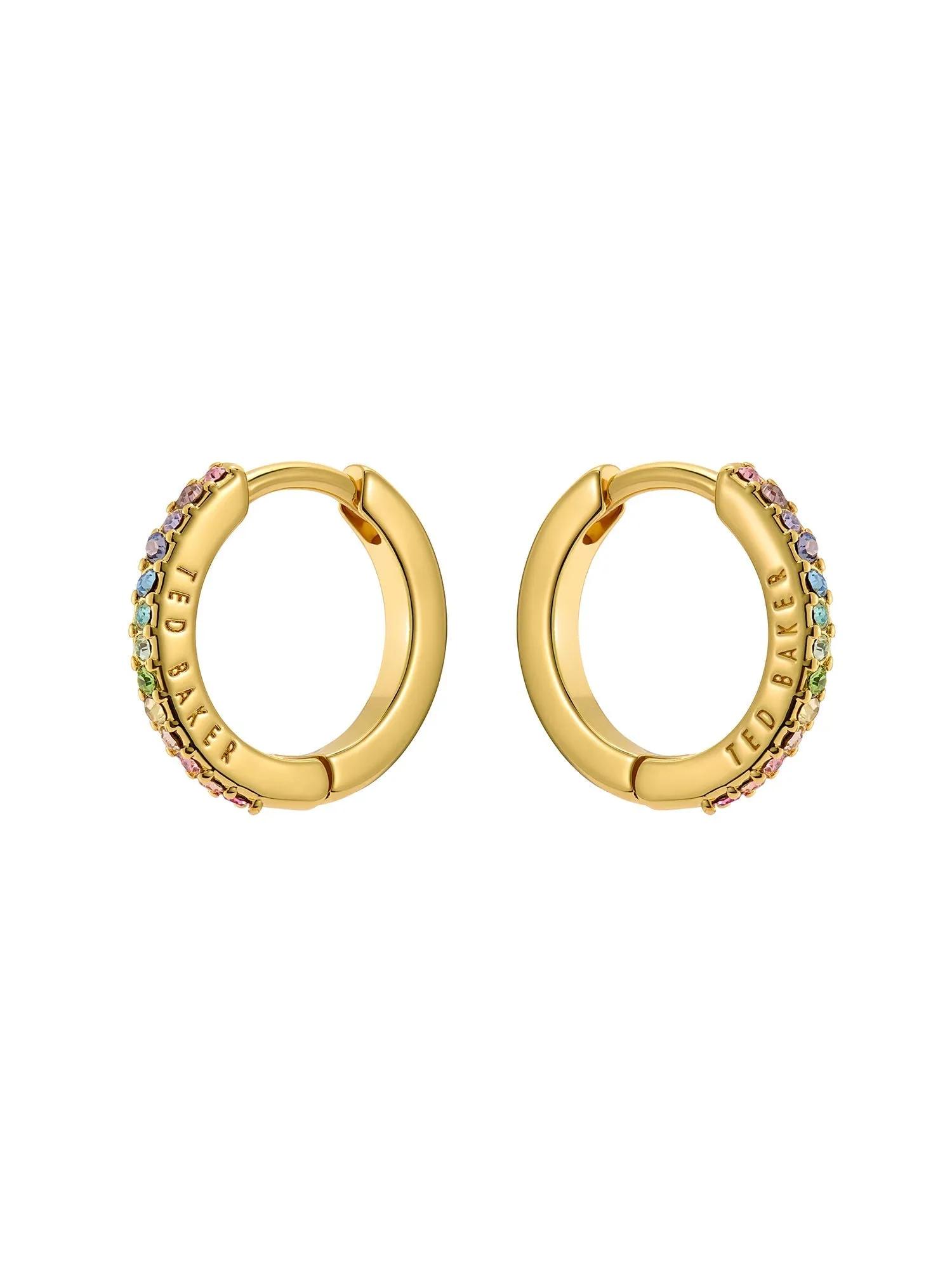 Heplie Rainbow Crystal Hoop Earrings (14Mm) Gold