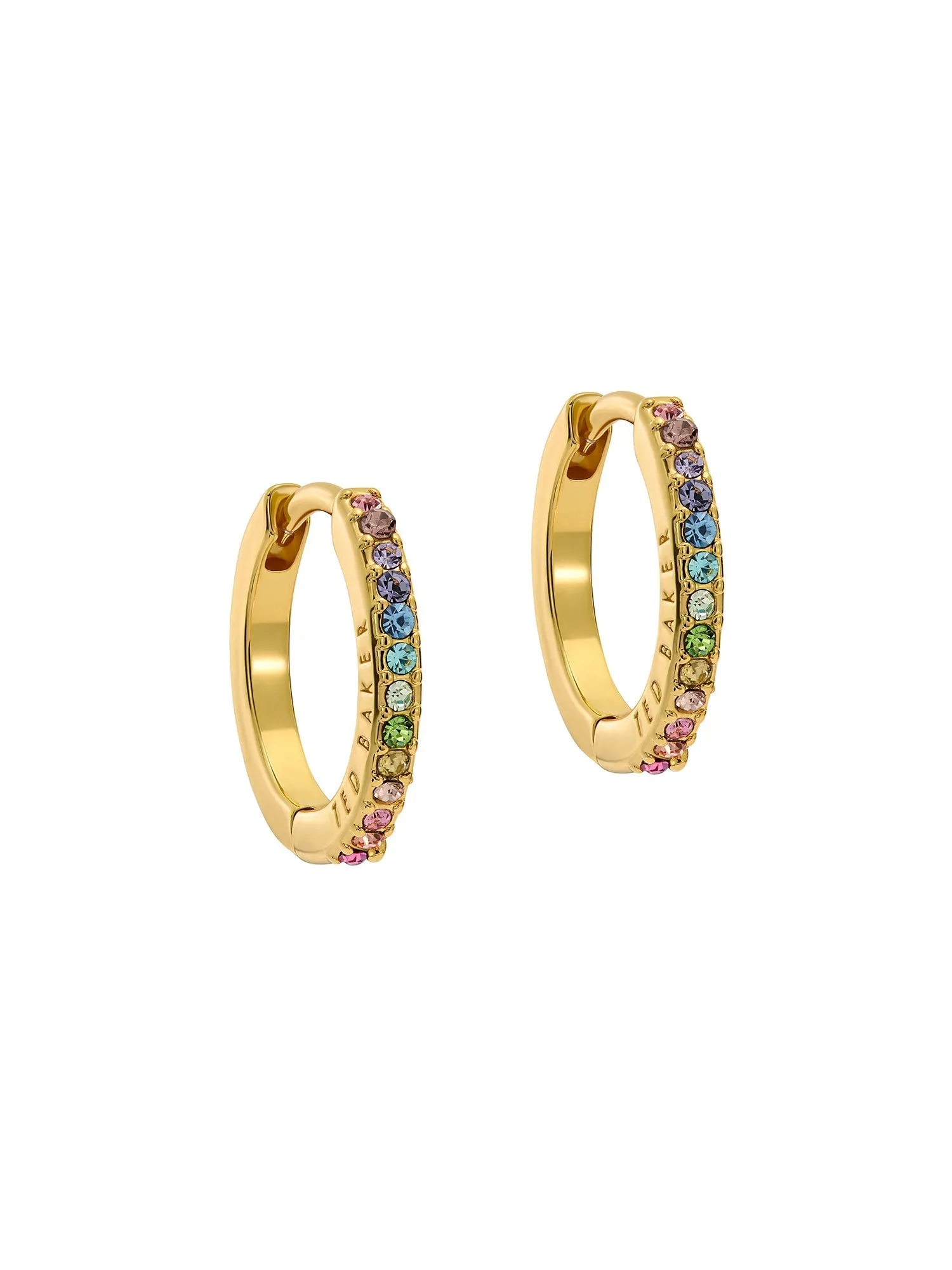 Heplie Rainbow Crystal Hoop Earrings (14Mm) Gold