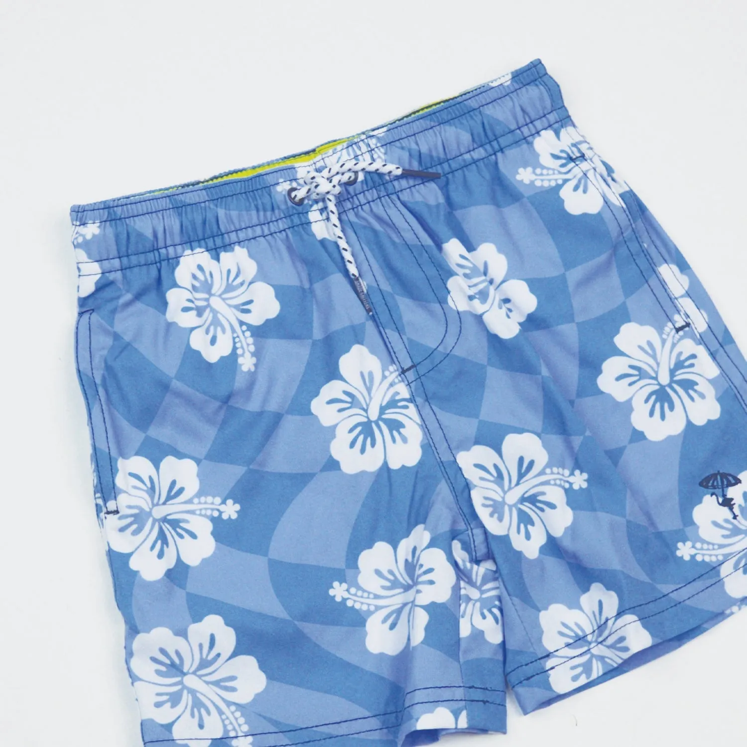 Hibiscus Check Boys Swim Trunk