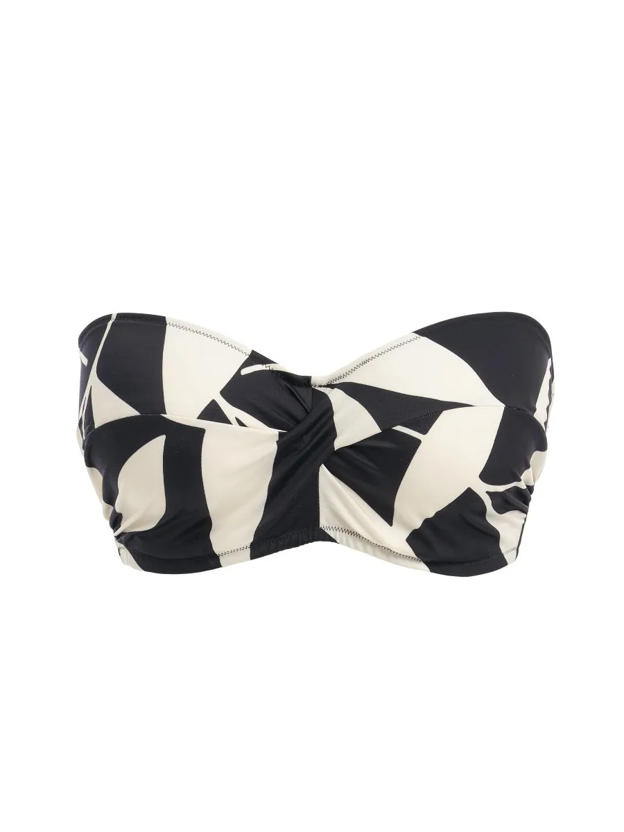 Ile De Re Twist Bandeau Bikini Top - Black & Cream