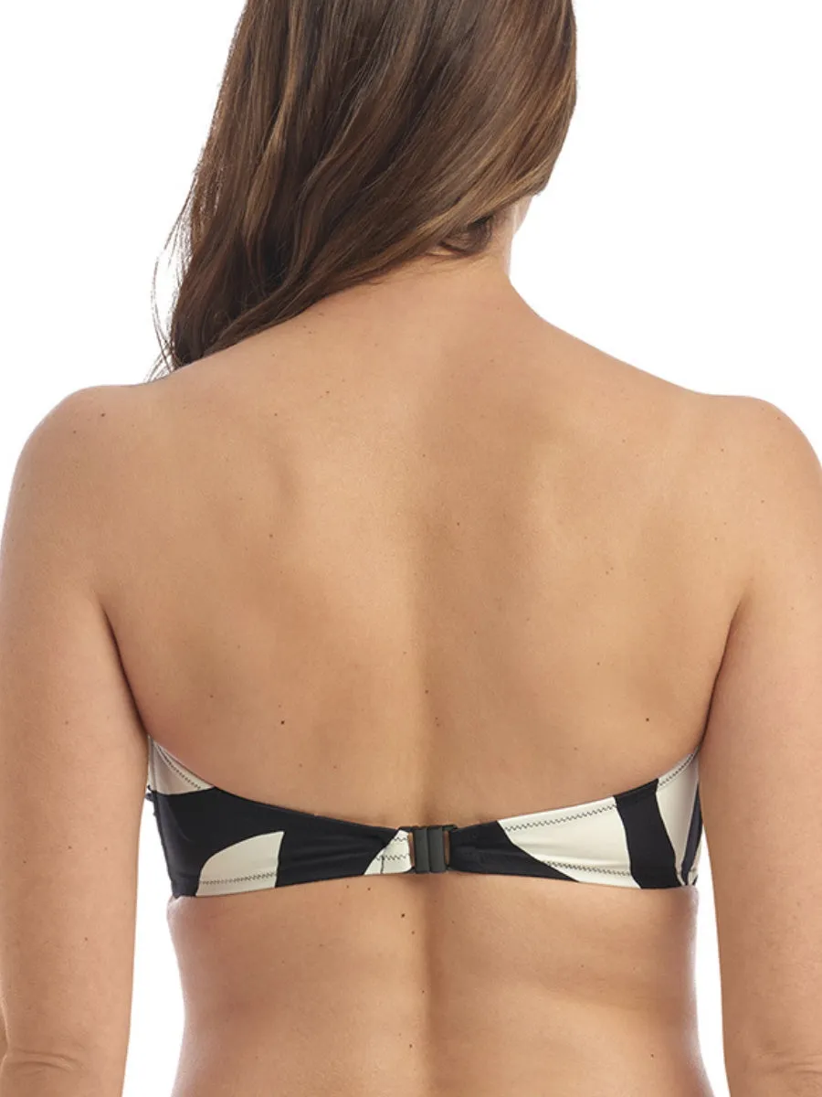 Ile De Re Twist Bandeau Bikini Top - Black & Cream