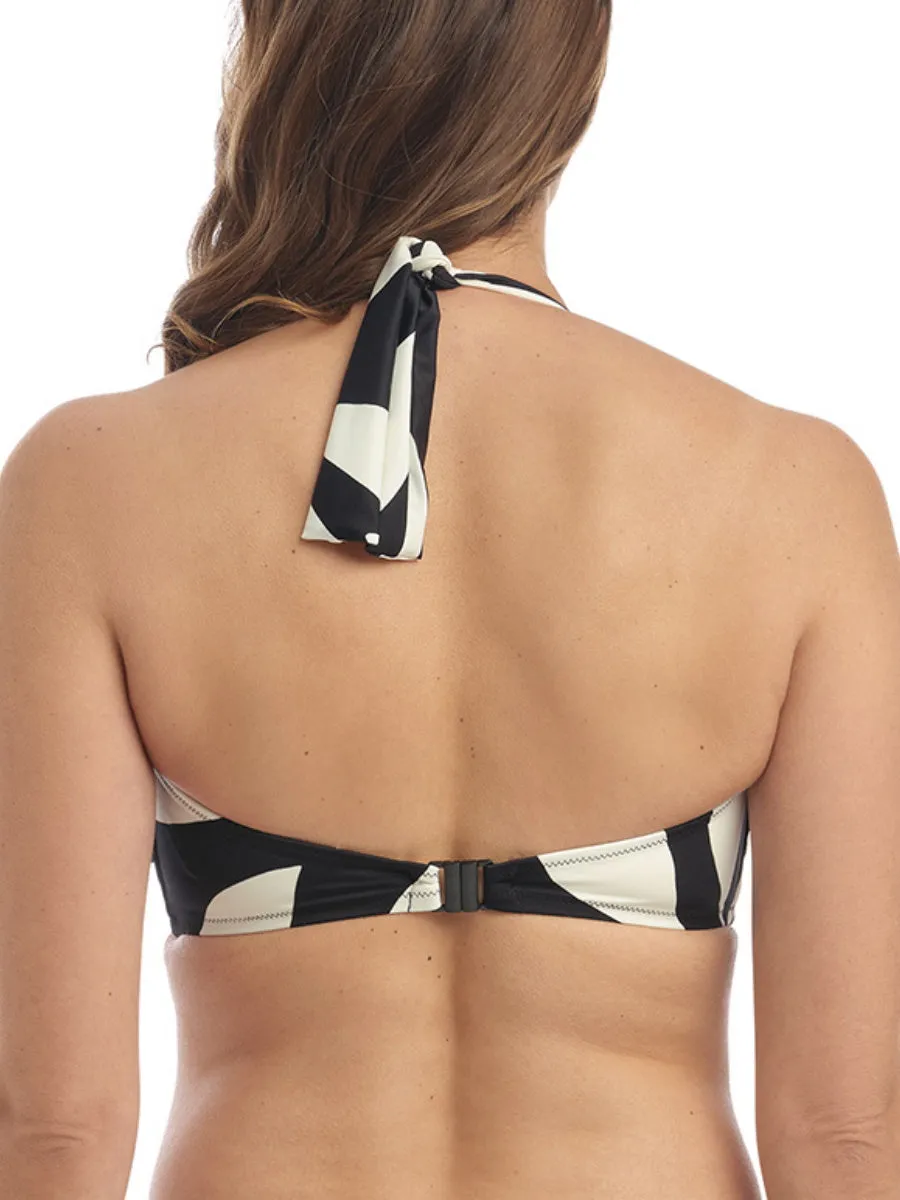 Ile De Re Twist Bandeau Bikini Top - Black & Cream