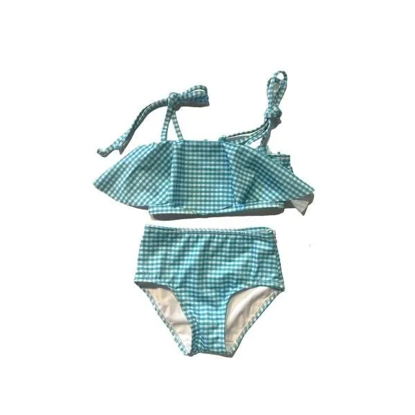 Kidpole Girls Two-Piece Mint Gingham Bikini