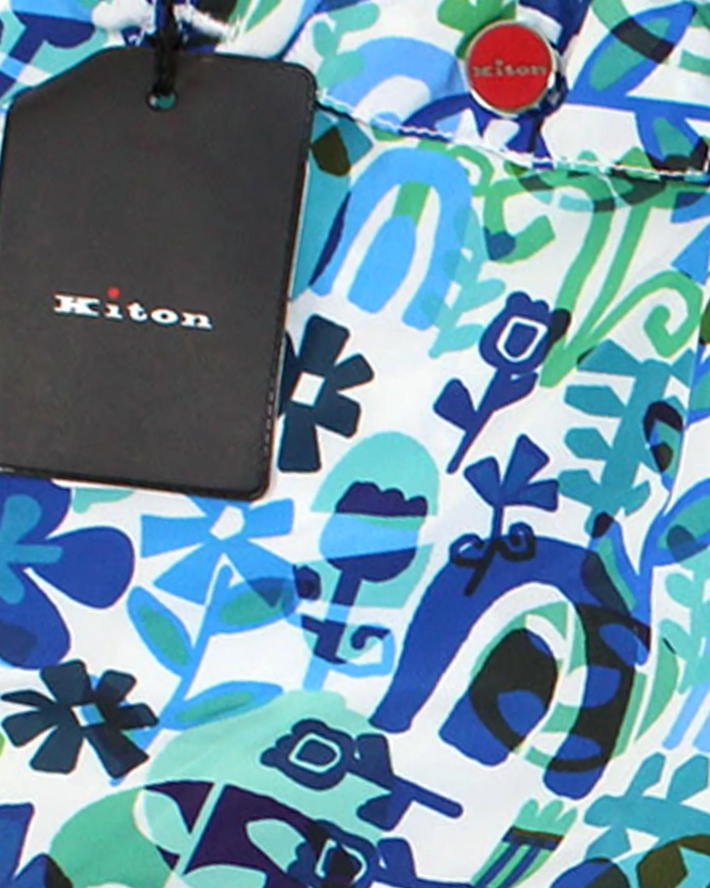 Kiton Swimwear Men Swim Shorts L Blue Green Floral