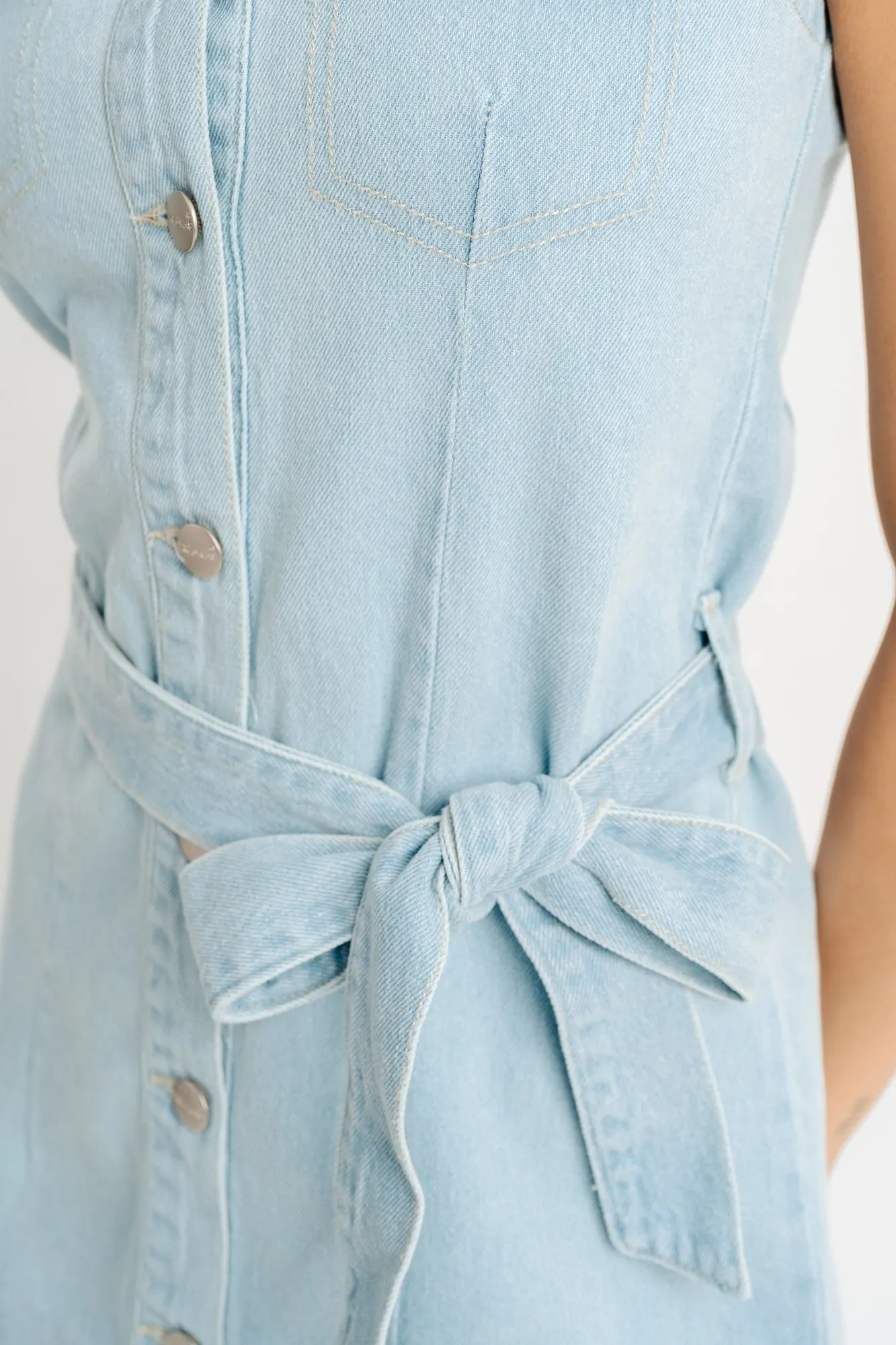 Light Blue Belted Dress