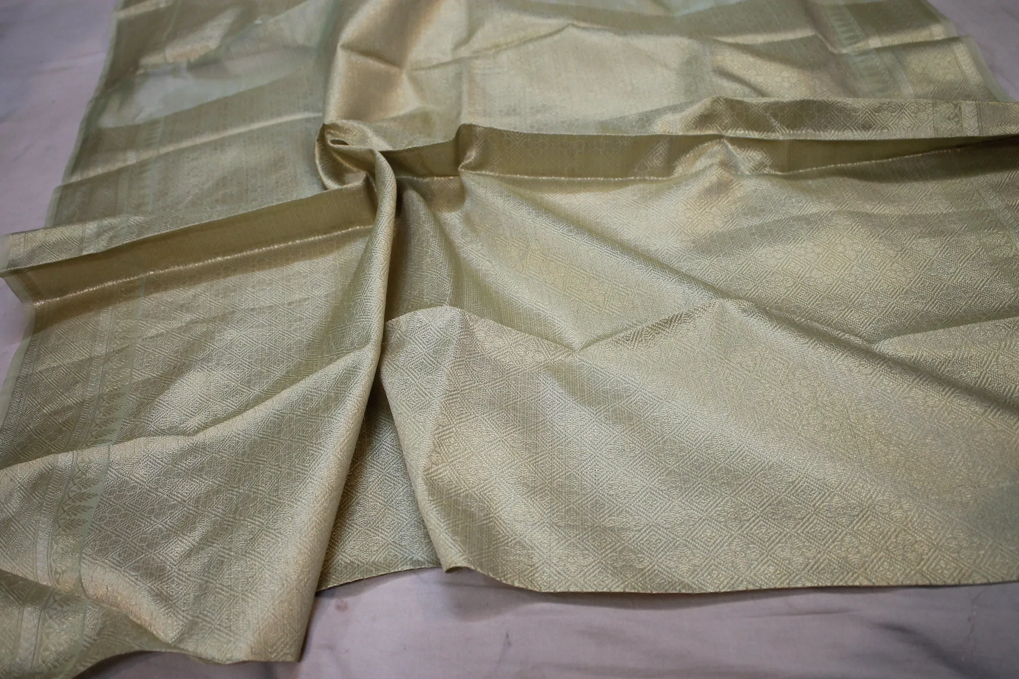 Mint Green Pure Tissue Silk Sari: A Breath of Fresh Air