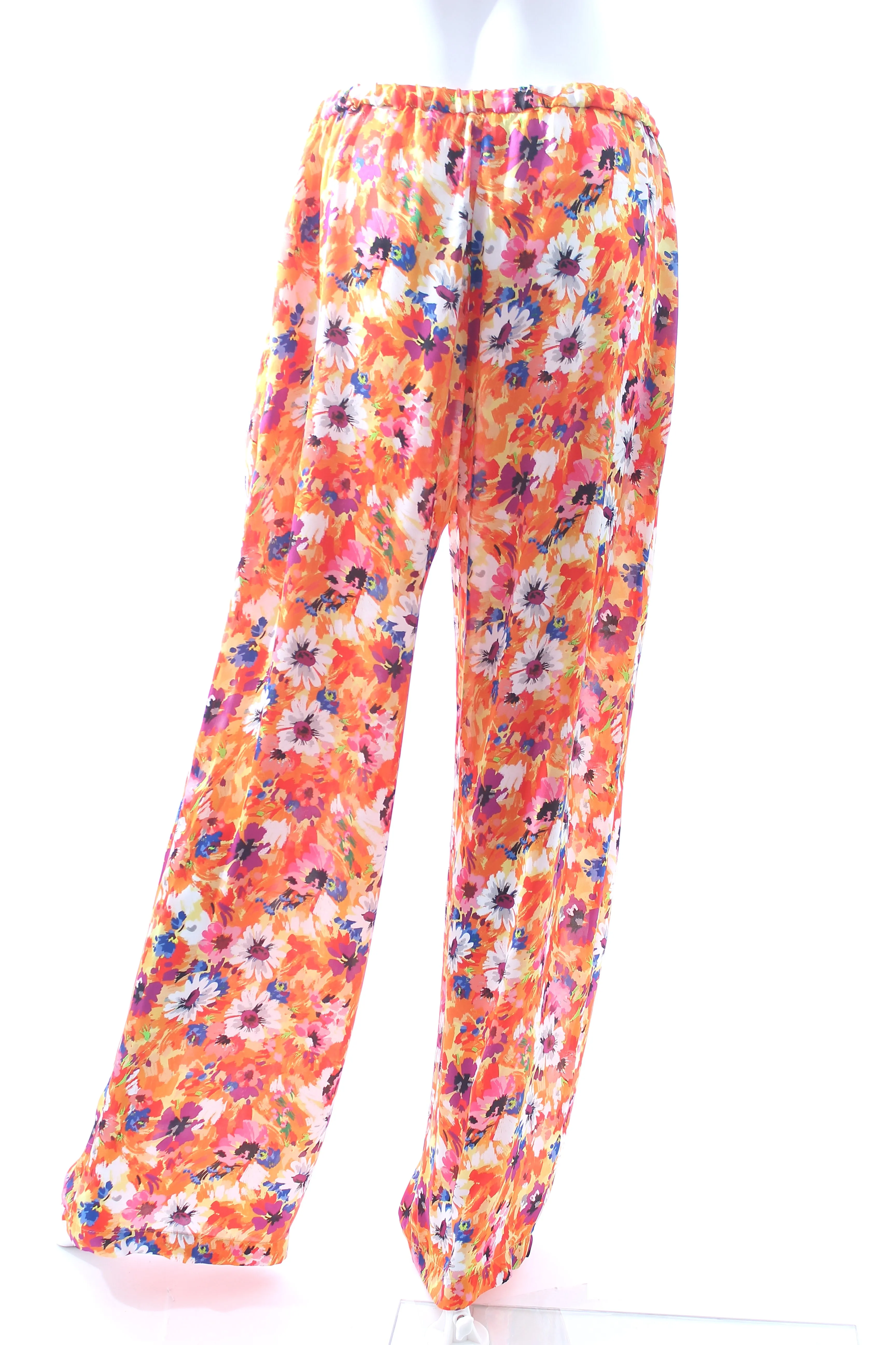 MSGM Floral Printed Crepe Trousers