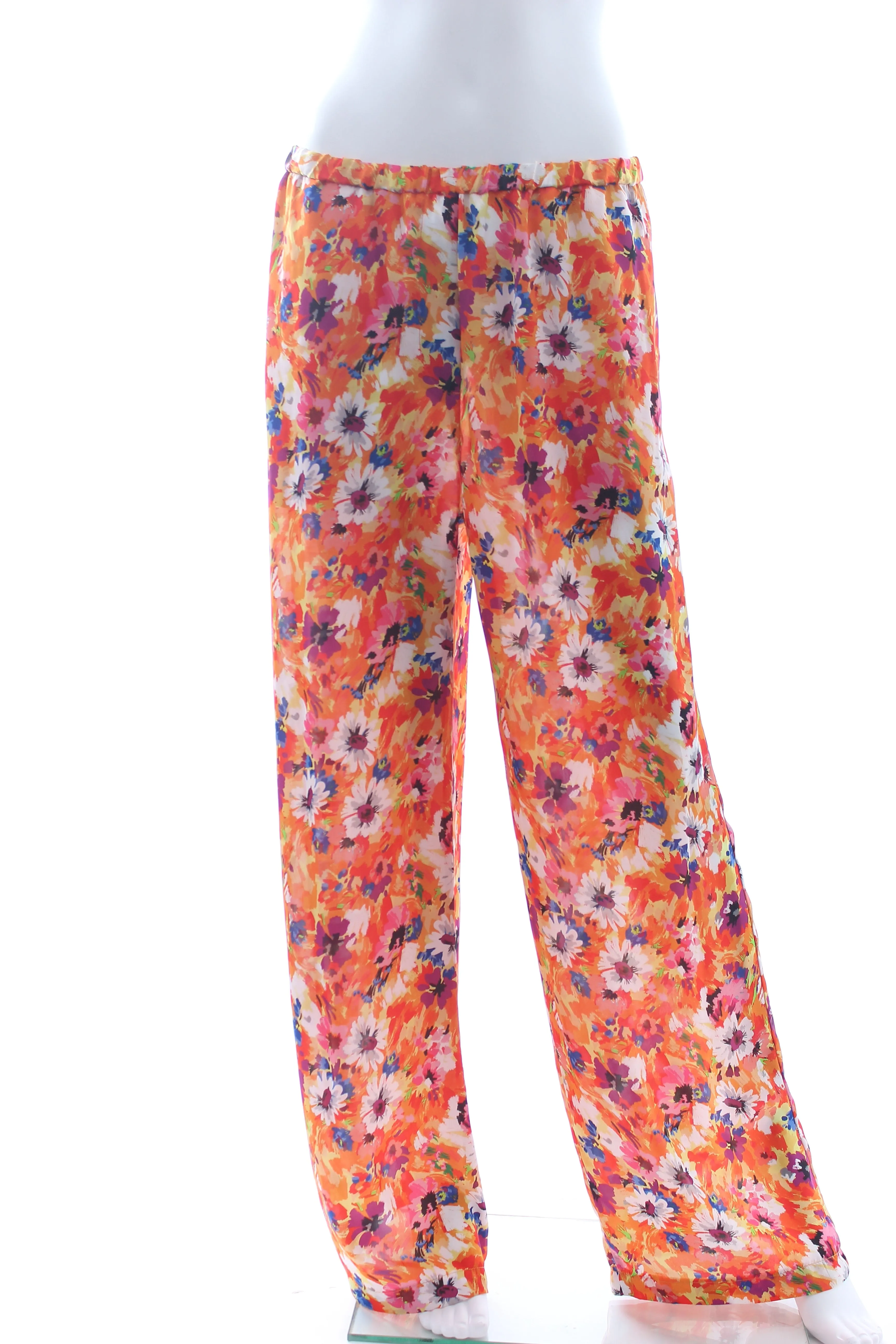 MSGM Floral Printed Crepe Trousers