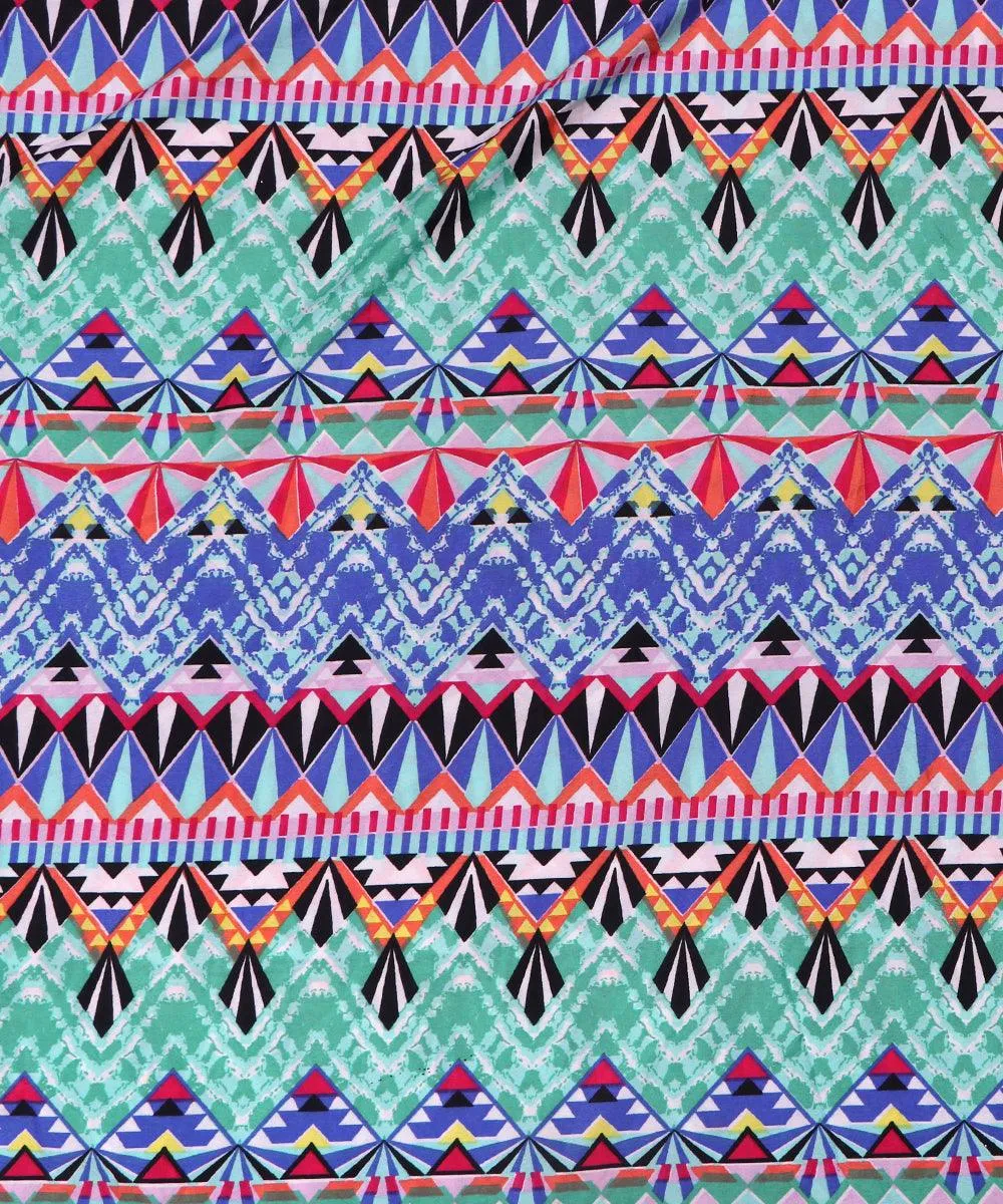 Multicolor Unique Pattern Crepe Fabric