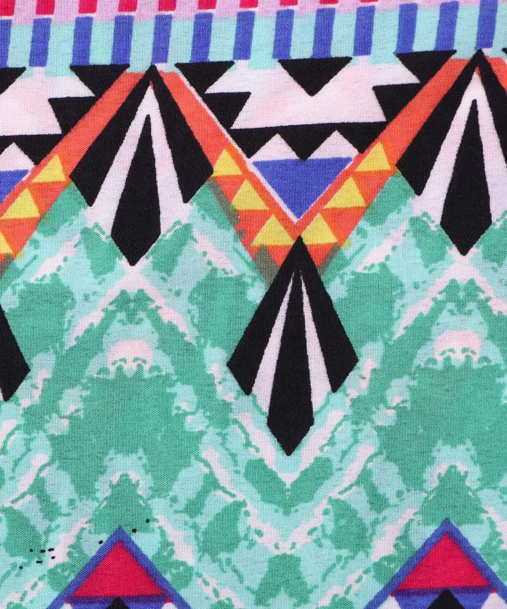 Multicolor Unique Pattern Crepe Fabric