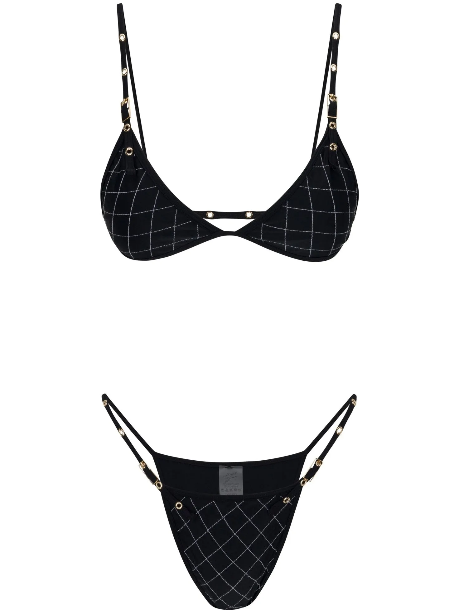 Naomi Triangle Buckle Bikini Top | Black