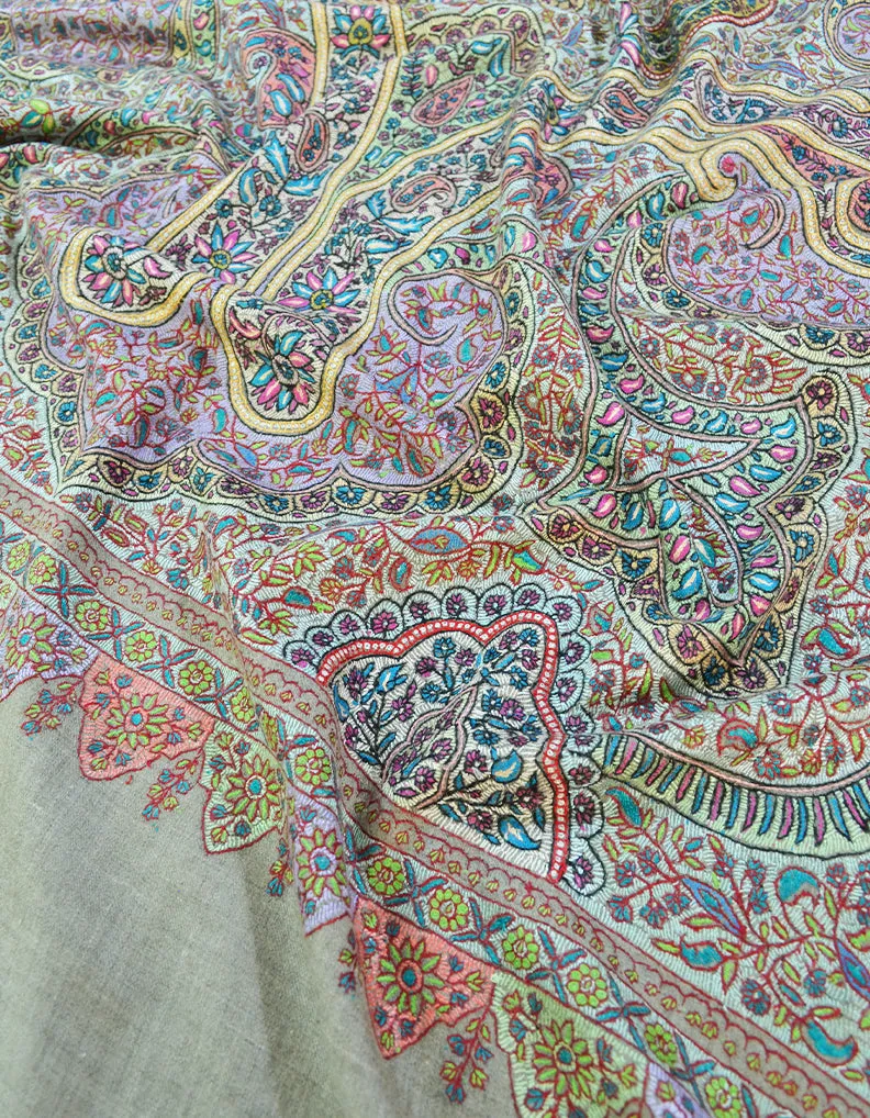 natural jamma embroidery Pashmina shawl 8662