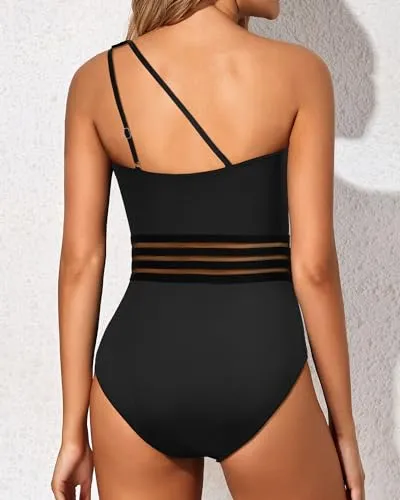 One Shoulder Keyhole One Piece Swimsuit