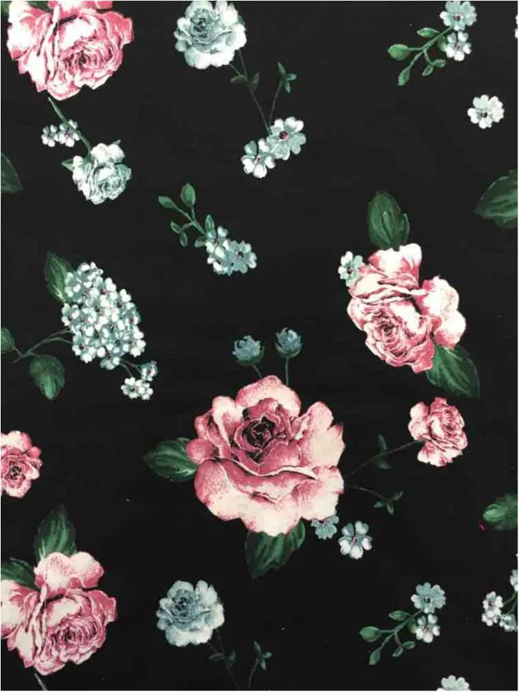 POLY BRUSHED DTY STRETCHED KNIT WITH FLORAL ROSE PRINT<br><h6>BLACK COMBO<br>329BPRT-FL01</h6>