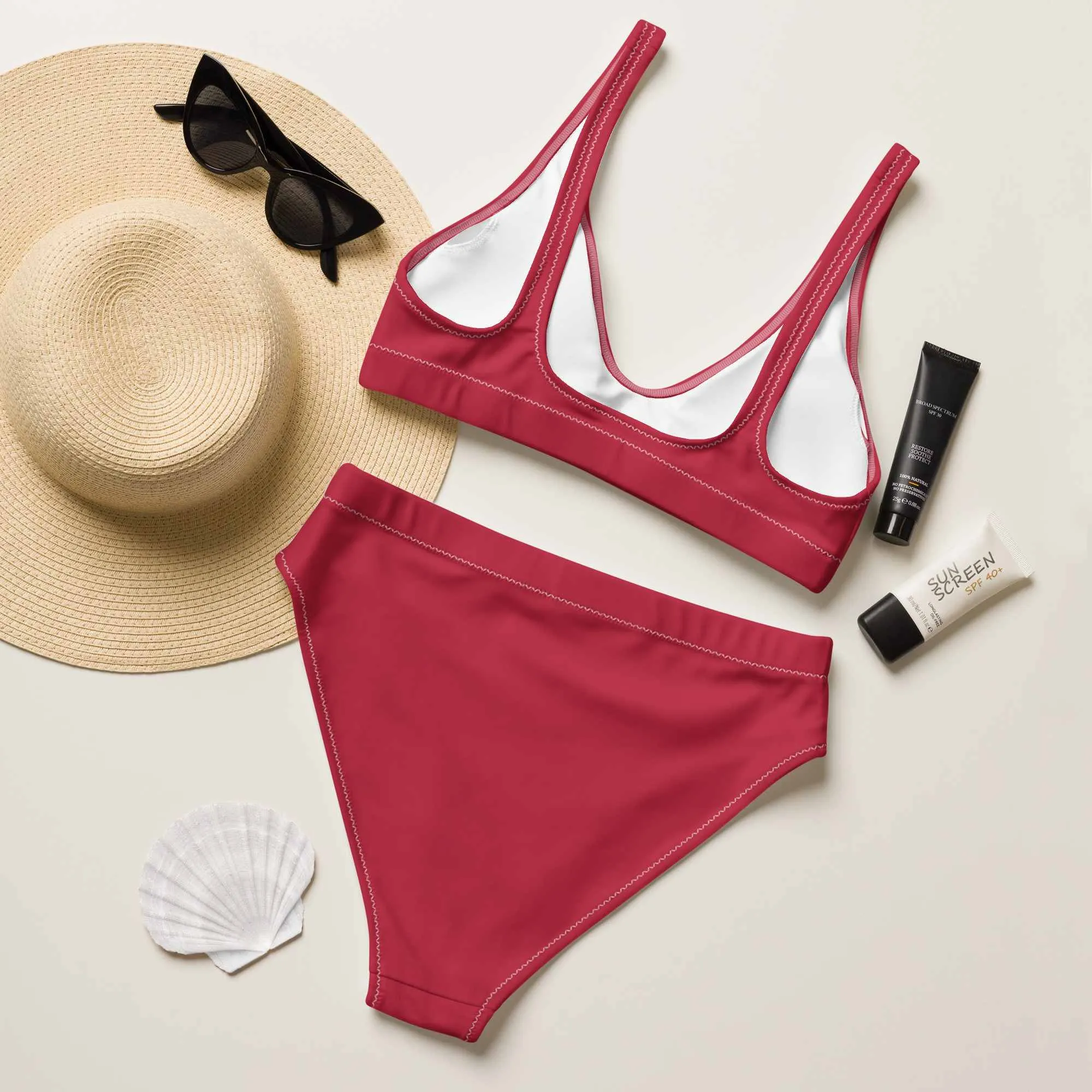 Red Two-Piece Swimsuit for Women at Neleti