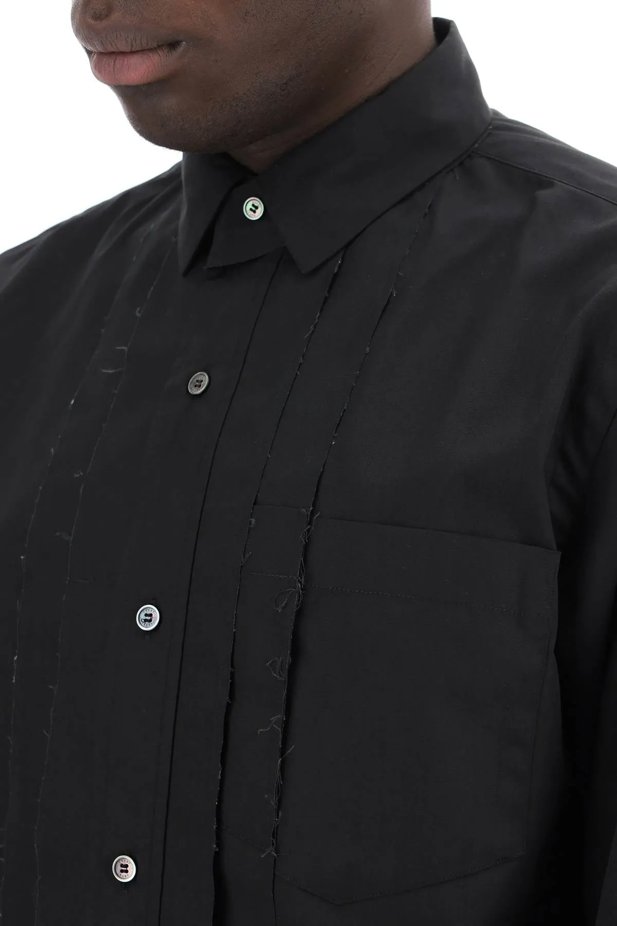 SACAI layered poplin effect shirt with