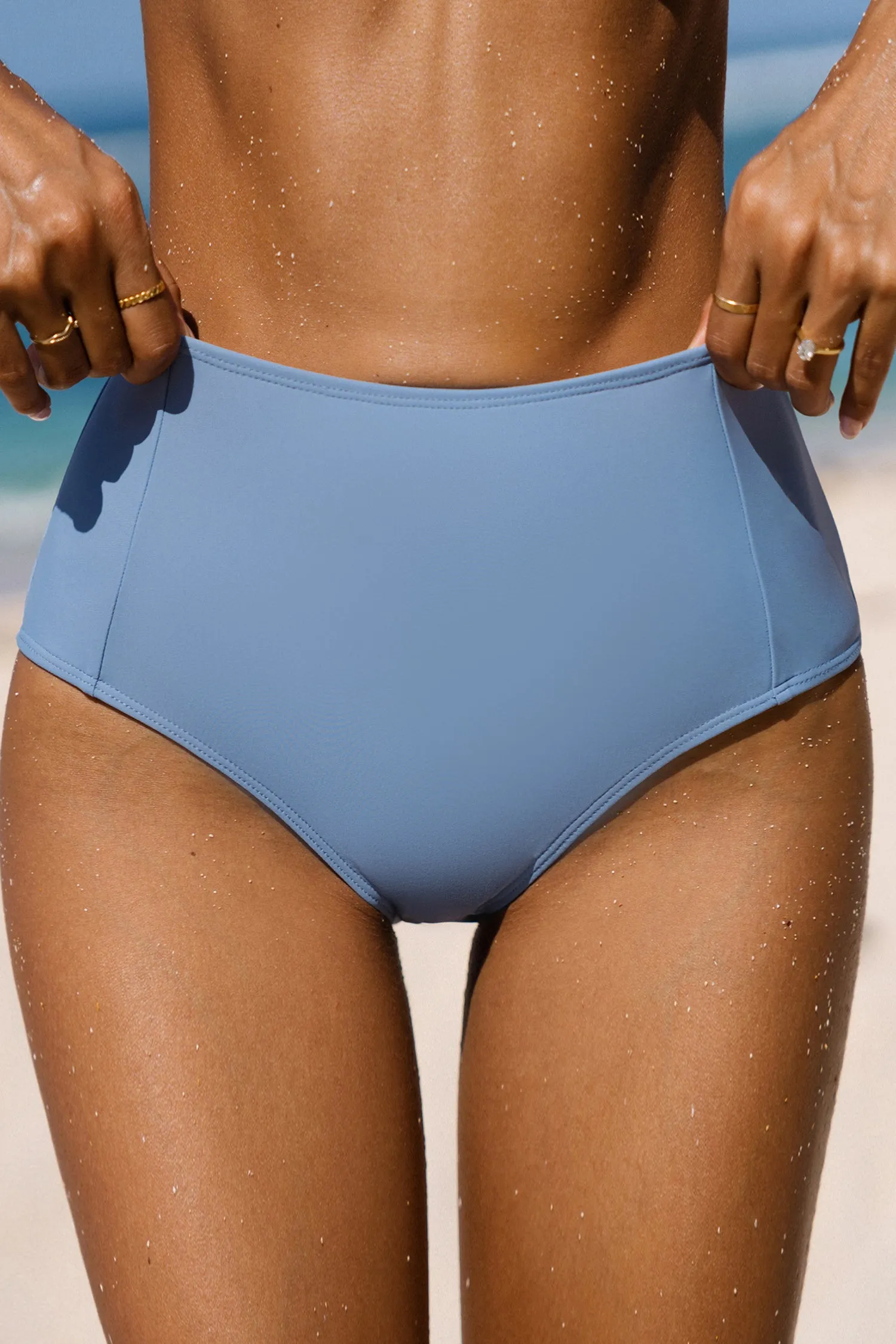 Sky Blue High Waist Bikini Bottoms