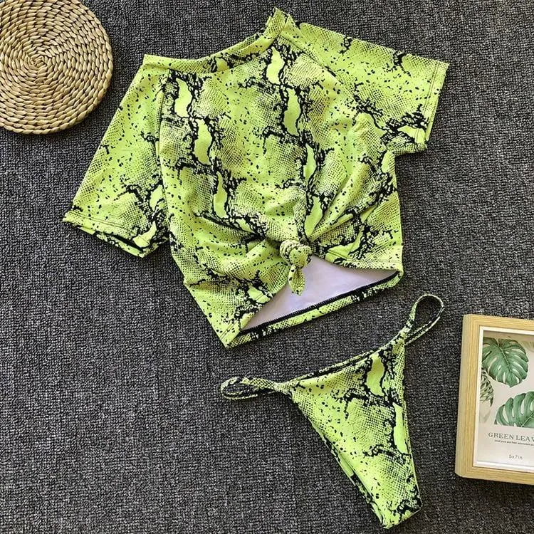 Snake Pattern Two Piece Set Swimwear