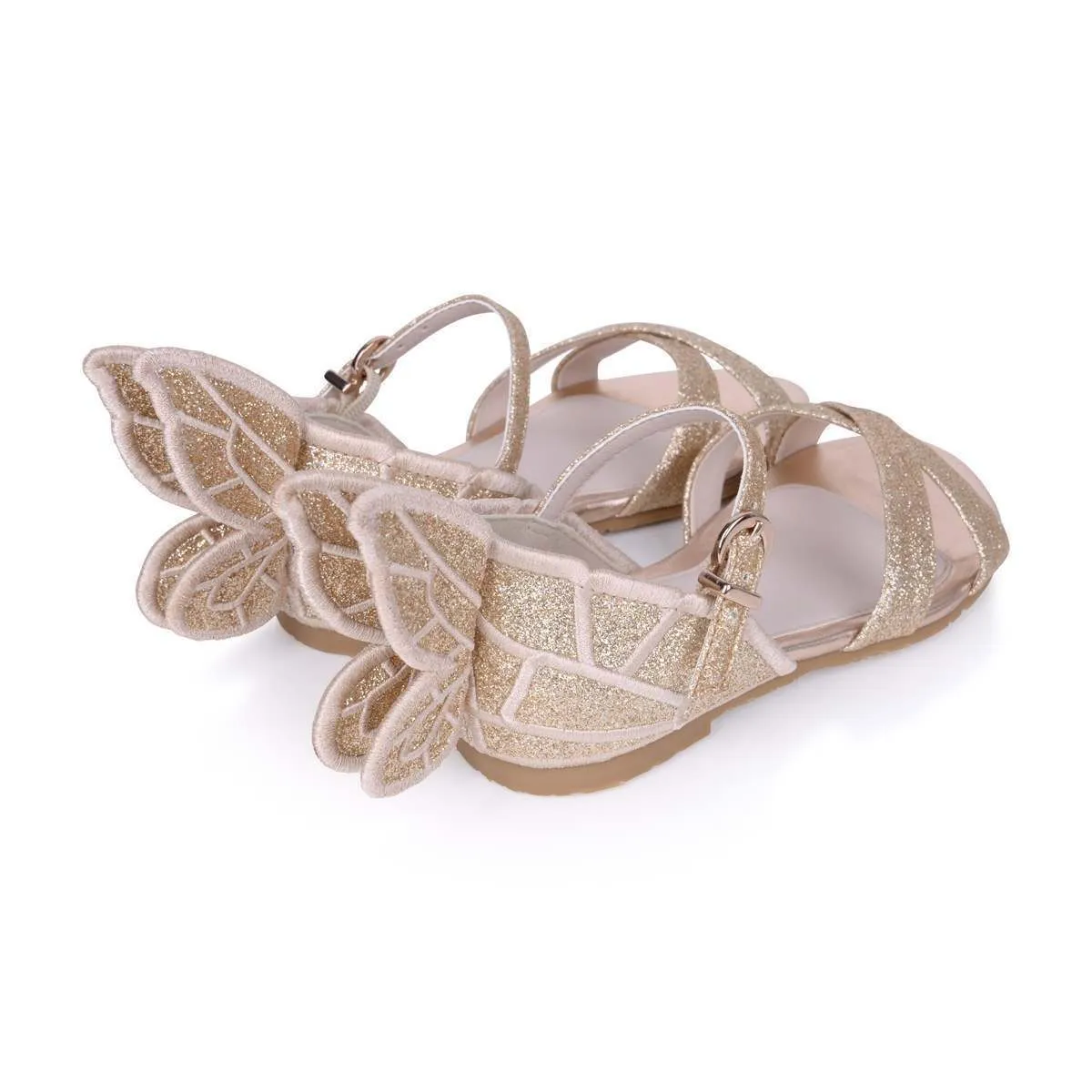 Sophia Webster Girls Glitter Embroidered Sandals