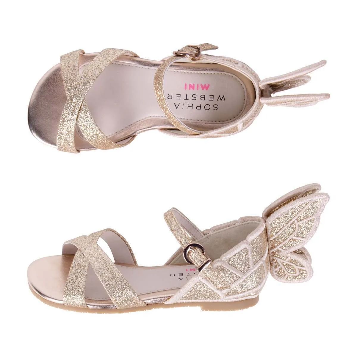 Sophia Webster Girls Glitter Embroidered Sandals