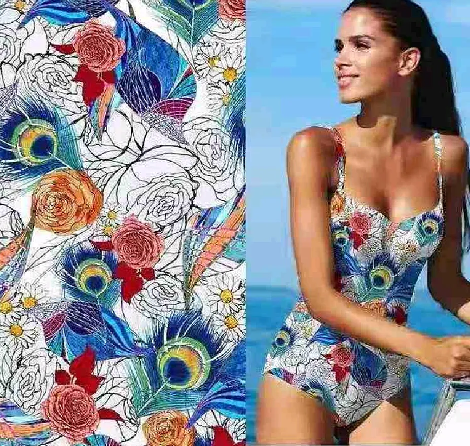 SP-NP90007 Peacock & Roses Printed Spandex