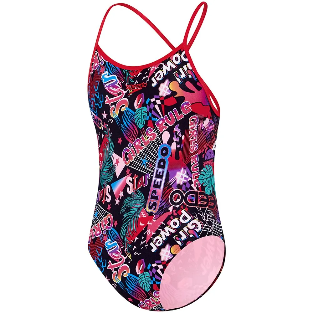 Speedo Girls Open X Back One Piece