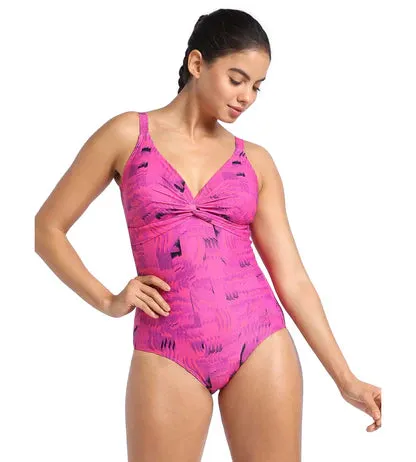 Speedo Women's Endurance 10 Brigitte Printed One Piece Swimwear - Black & Wineberry